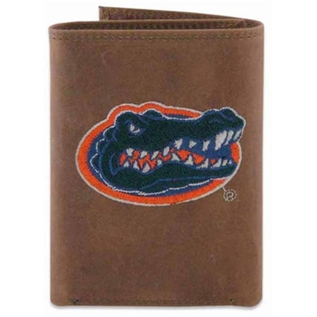 Zeppelinproducts ZeppelinProducts UFL-IWE2-CRZH-LBR Florida Trifold Embroidered Leather Wallet UFL-IWE2-CRZH-LBR
